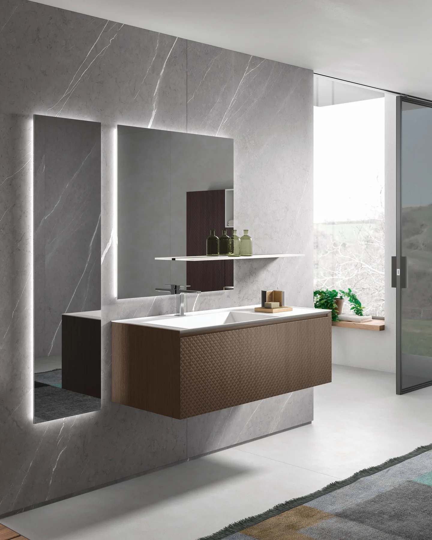 BMT Bagni Ikon — finition salle de bains marbre et laque, Biarritz