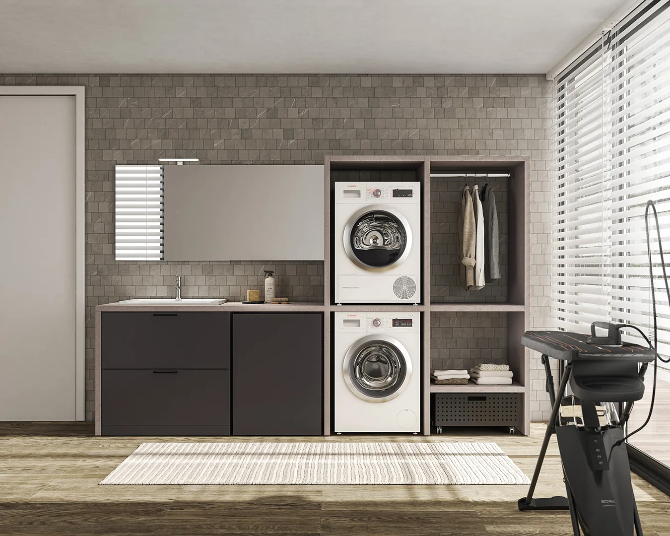 BMT Bagni Kosmo — meuble salle de bains plan bois et vasque céramique, Biarritz