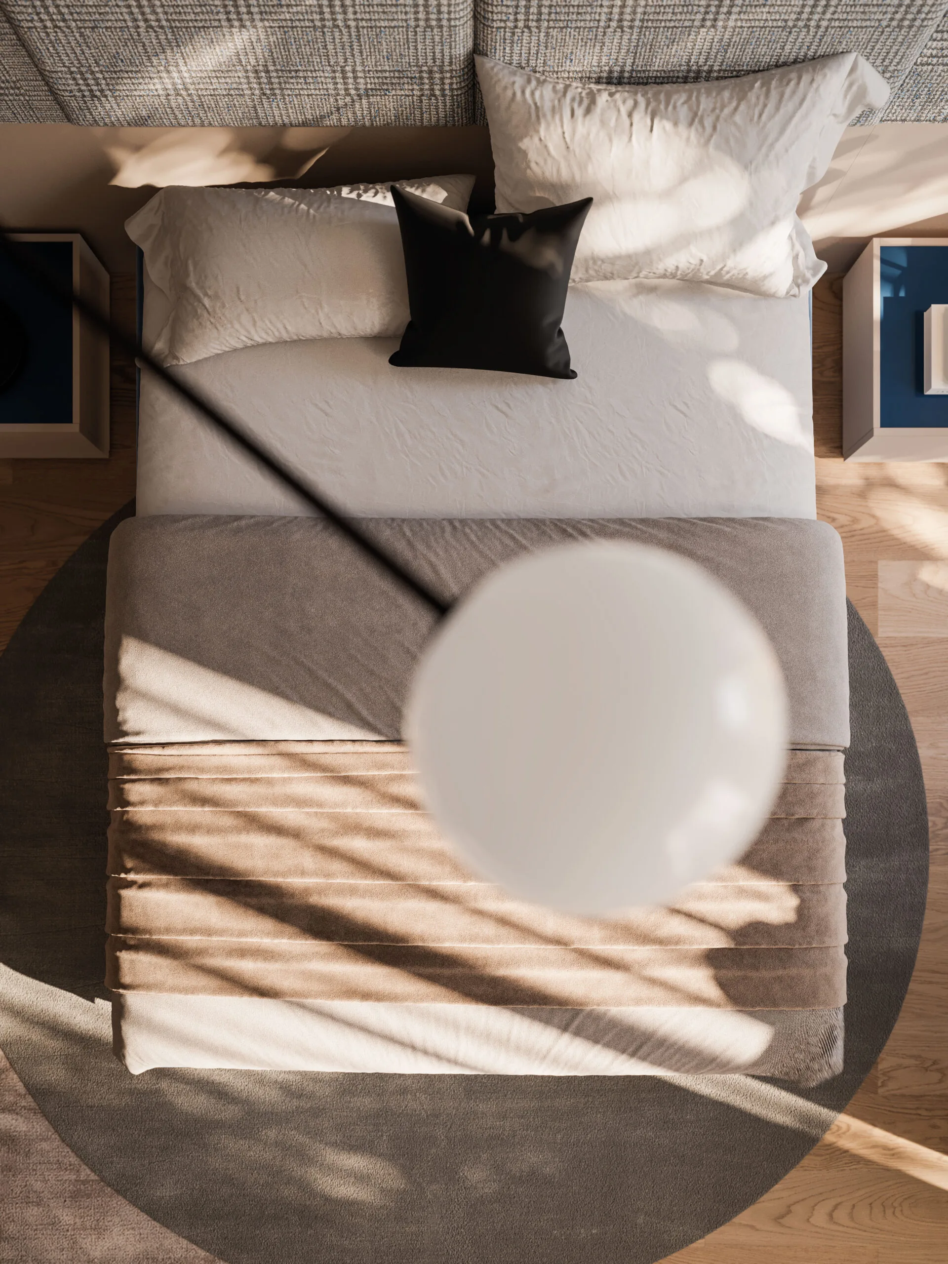 Lit Orme en bois de chêne — collection Letti, ambiance chambre minimaliste