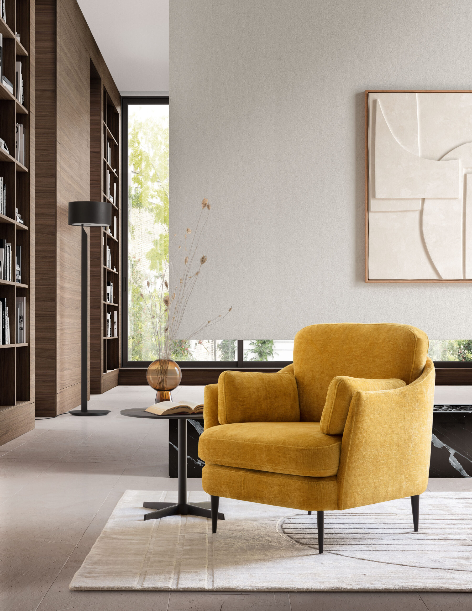 Fauteuil LeCOMFORT Galaxy — tissu coloré, ambiance salon contemporain à Biarritz